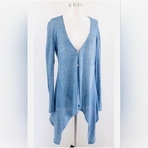 Eileen Fisher Italian Yarn Linen Blue Women's  Button Cardigan Sweater Petite S